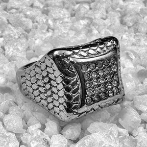 Stainless steel Men's Silver Textured Ring size 13